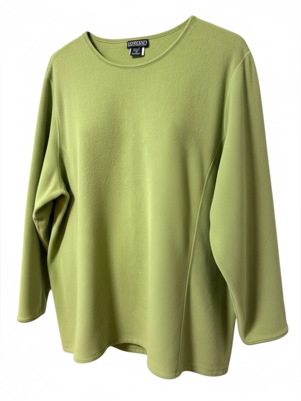 Lands’ End Fleece Pullover Green Women’s 3X 24W 26W Sweater Sweatshirt Soft